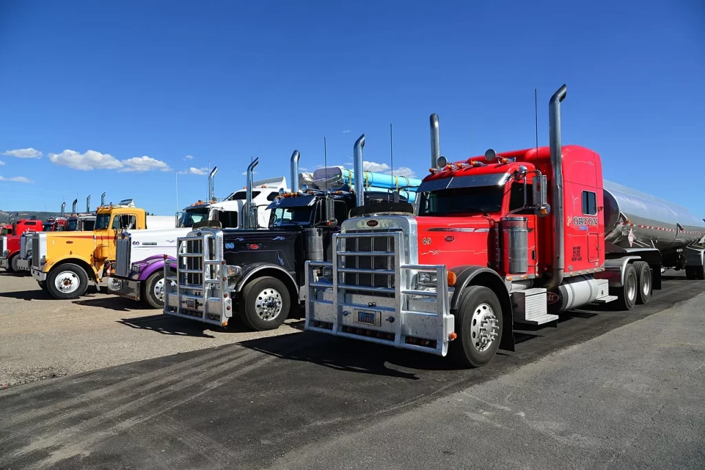 semi truck trailer on parking