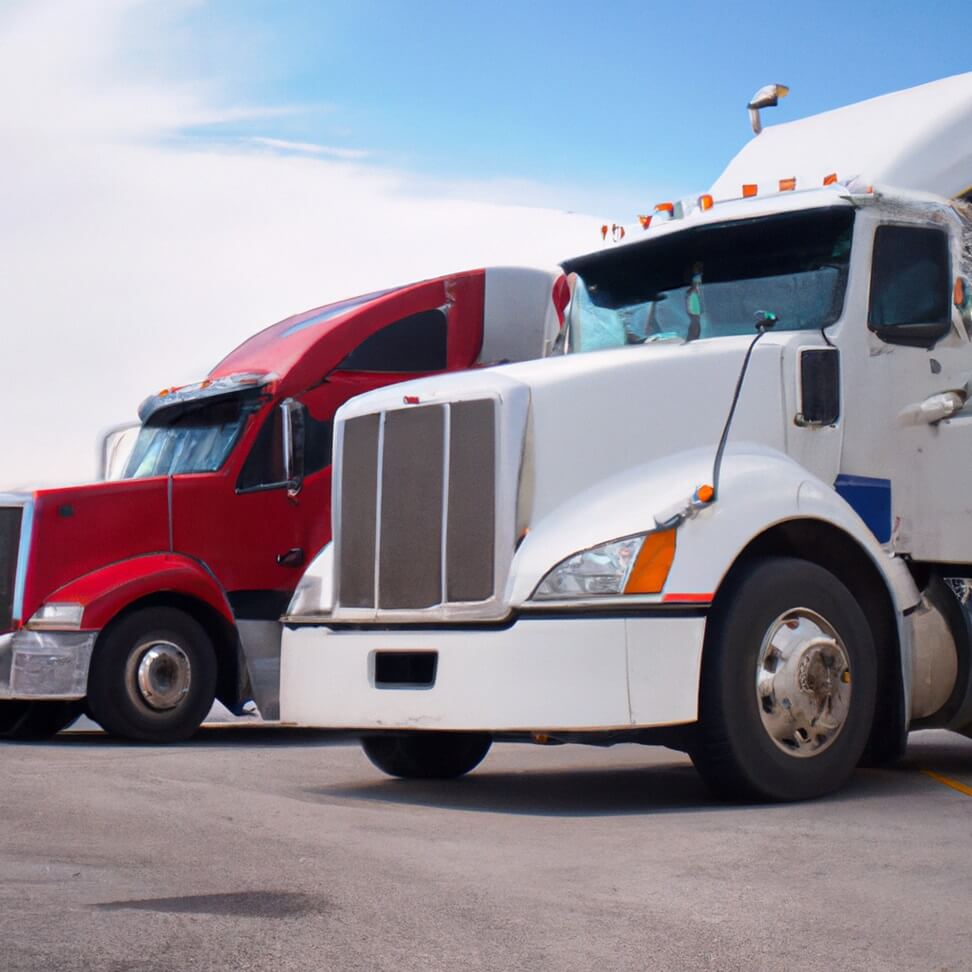 two trucks in parking lot