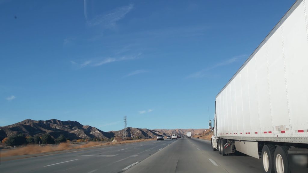 a truck entering a Californian highway