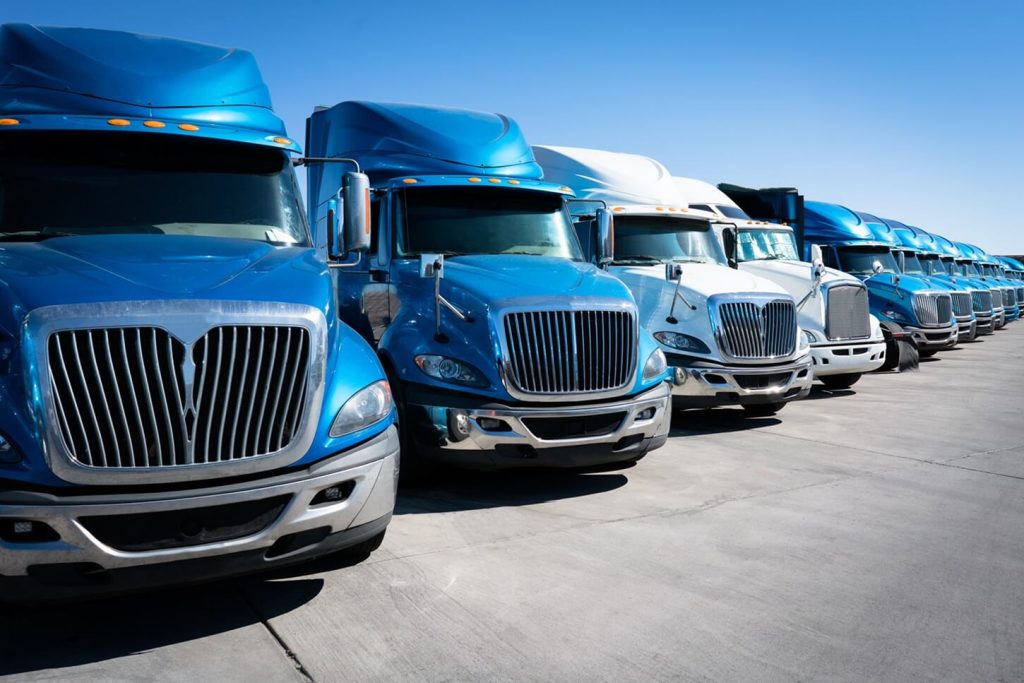 fleet of blue truck