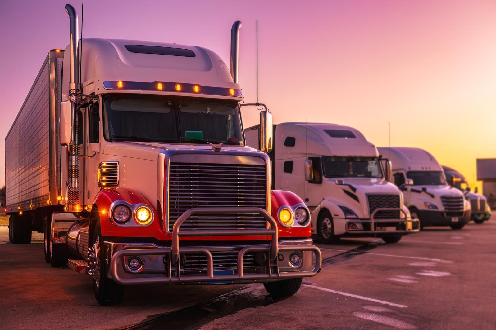 semi-trucks parked in the rest area