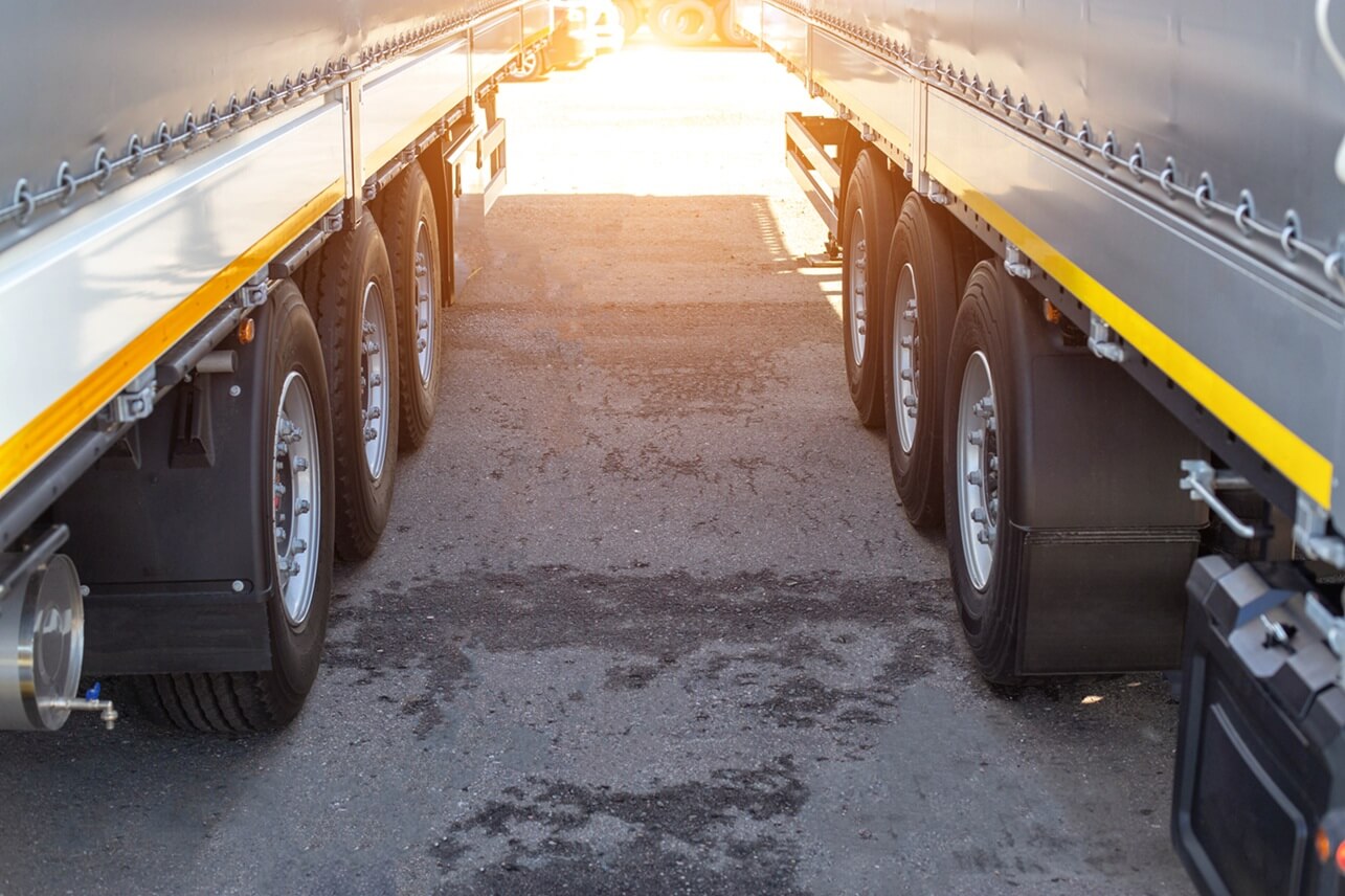 trailers in a truck stop
