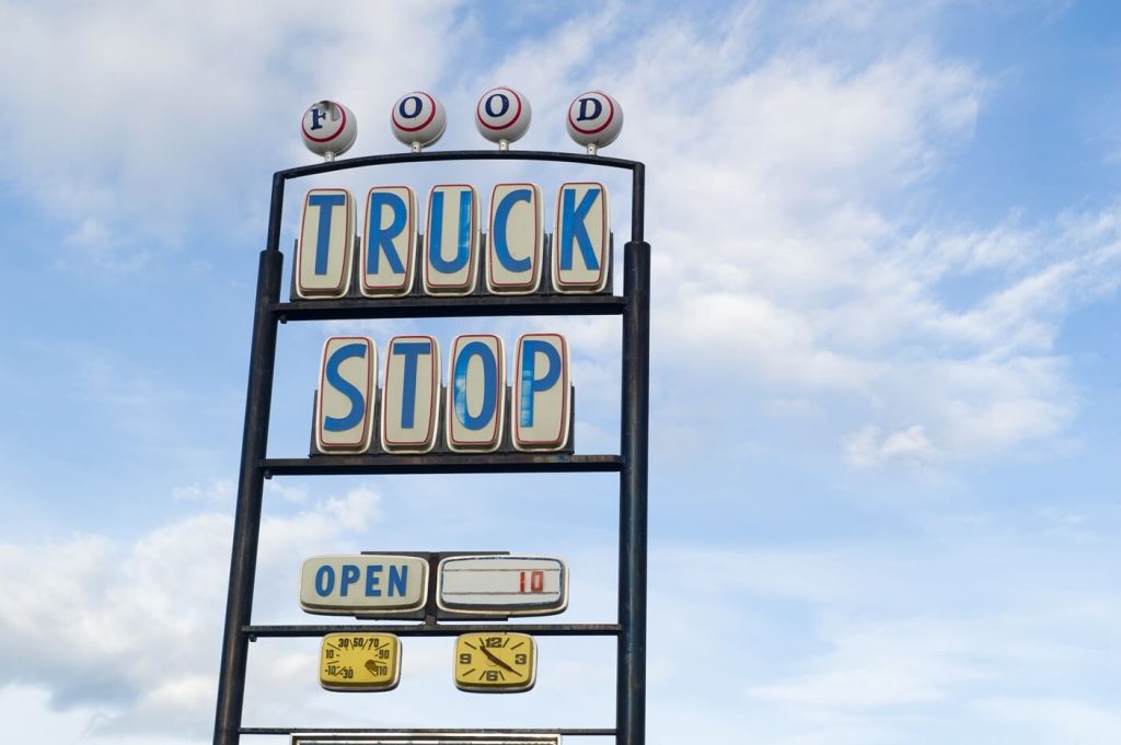 truck parking lot sign