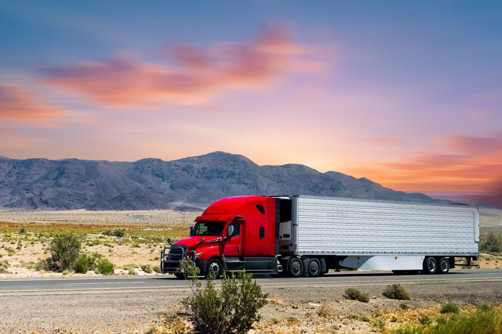 semi truck on highway hauling freight, nevada