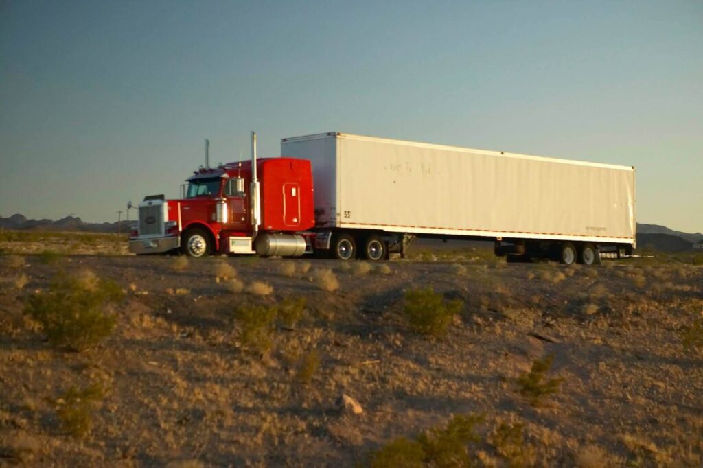 semi-truck driving down Interstate Highway 15
