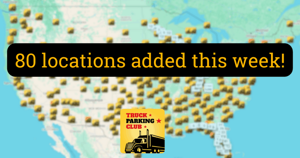80 truck parking locations added this week