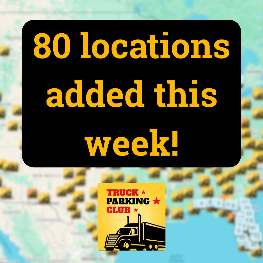 80 truck parking locations added this week