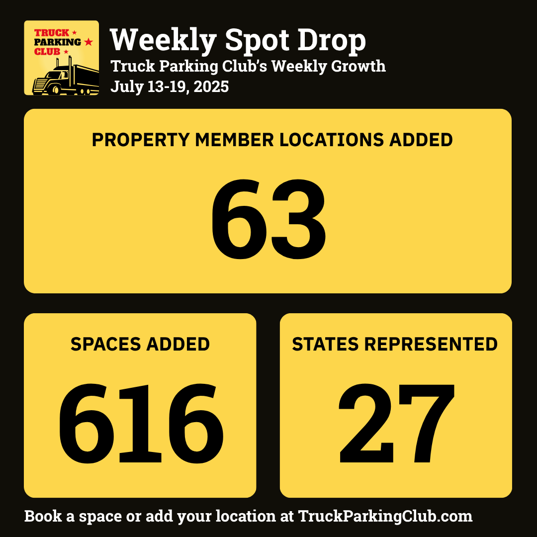 weekly truck parking spot drop 7/21/25