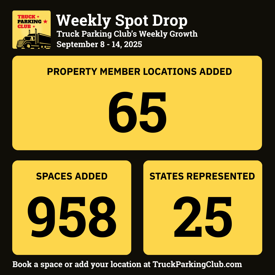65 truck parking locations this week