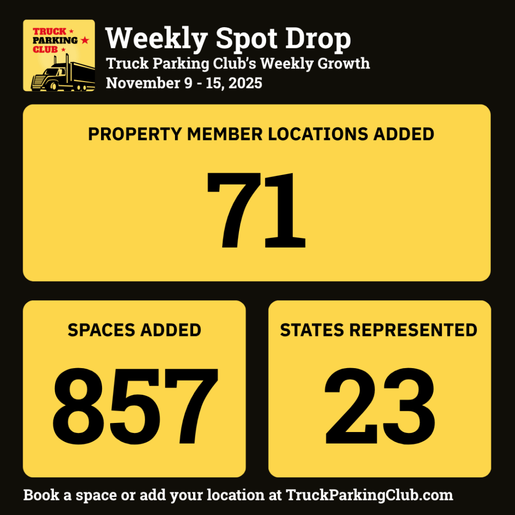 857 truck parking spaces added