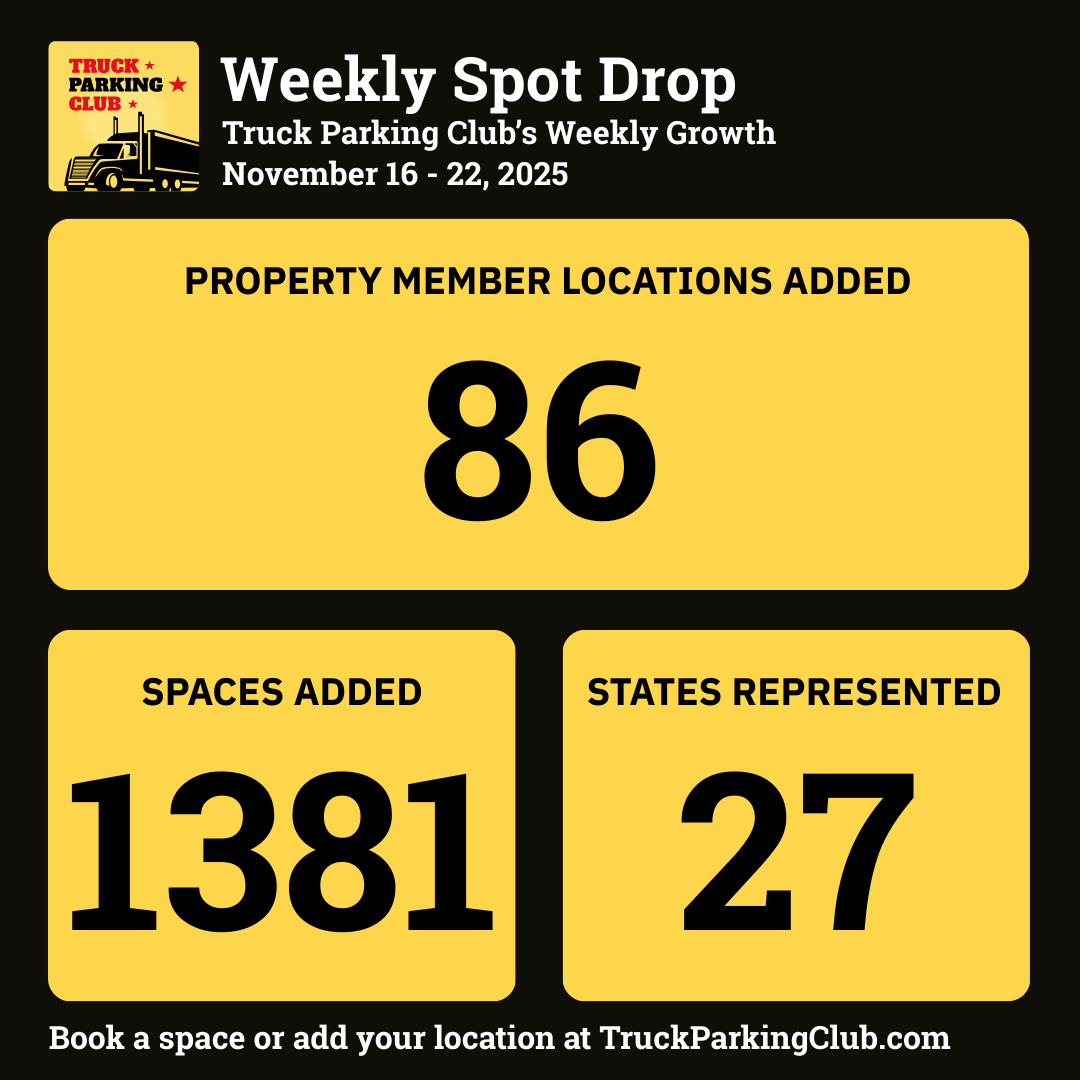 86 truck parking locations added