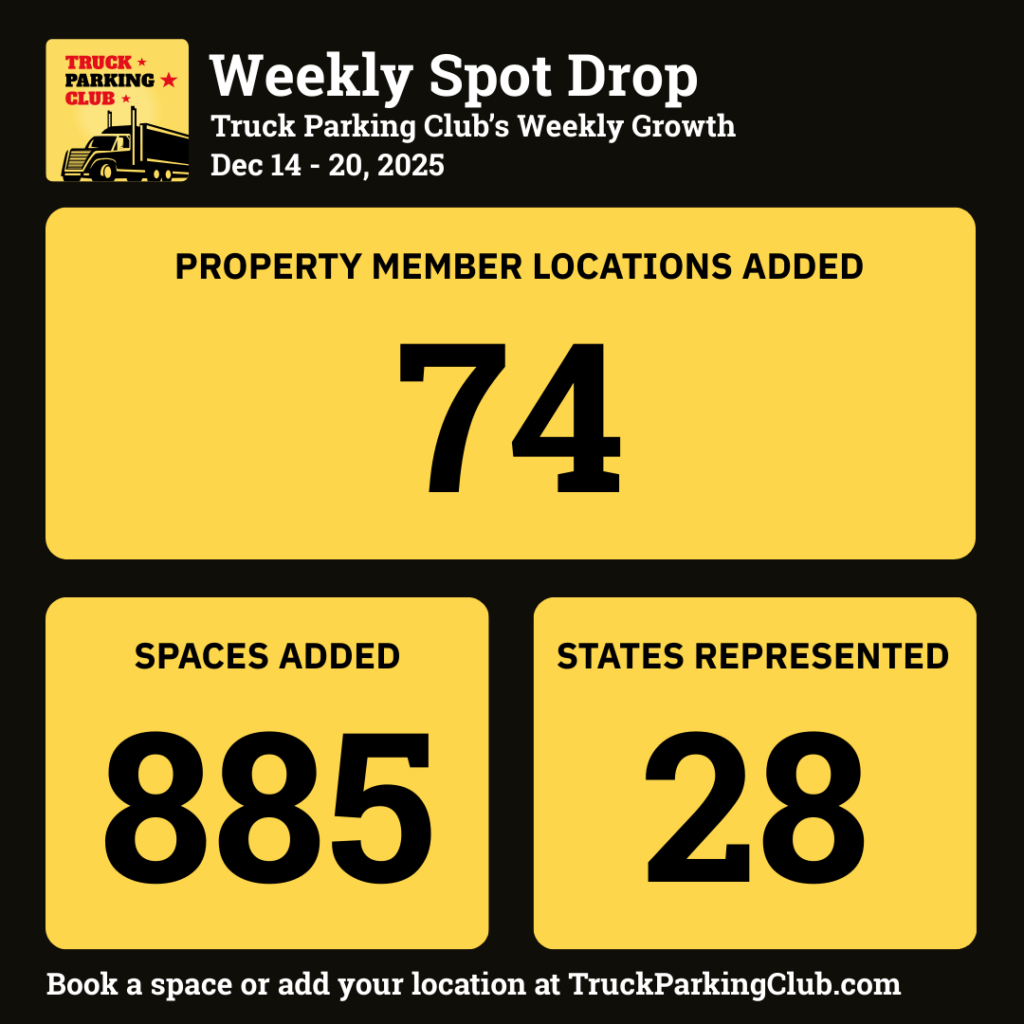 74 truck parking locations added